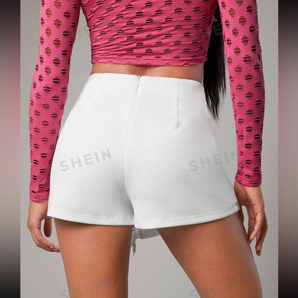 Fringe Trim Asymmetrical Skort - Picture 2 of 4